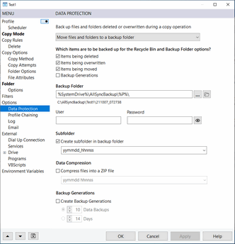 AllSync Profile Properties Data Protection